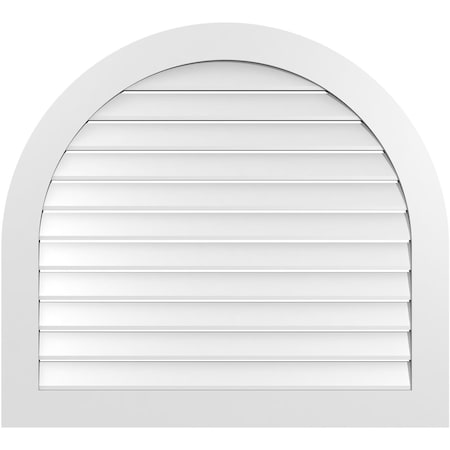 Ekena Millwork Round Top Surface Mount PVC Gable Vent: Functional, w/ 3-1/2"W x 1"P Standard Frame, 42"W x 38"H GVPRT42X3801SF